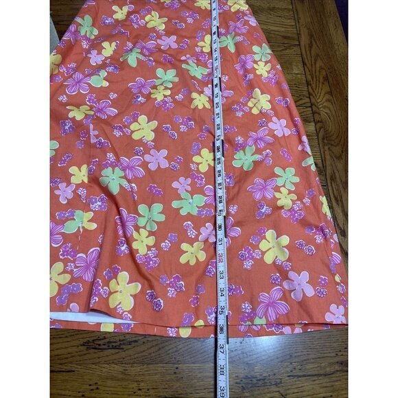 Lilly Pulitzer Orange Floral Tie Back Strapless Boning Cut Out Womens Dress SZ 8 - Picture 8 of 8